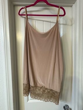Nude Lace Hem Slip Tank Top